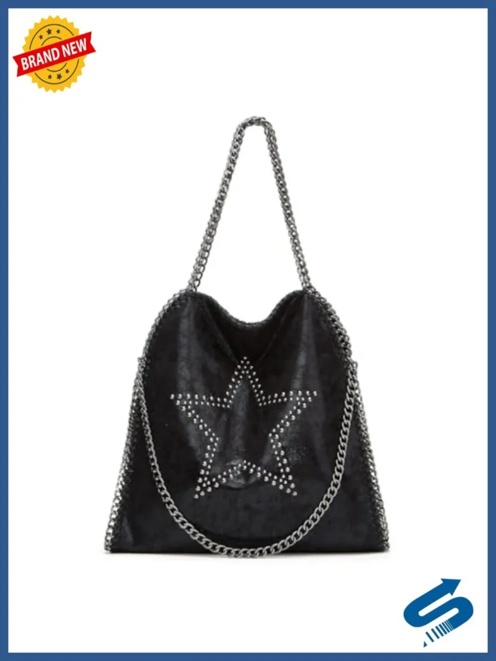 Faux Leather Oversized Slouchy Chain Hobo Shoulder Bag Tote